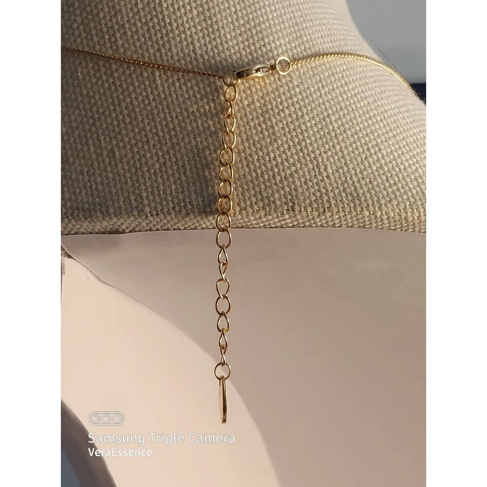 Sterling Forever Gold Plated Brass Circle & Bar Lariat long Necklace